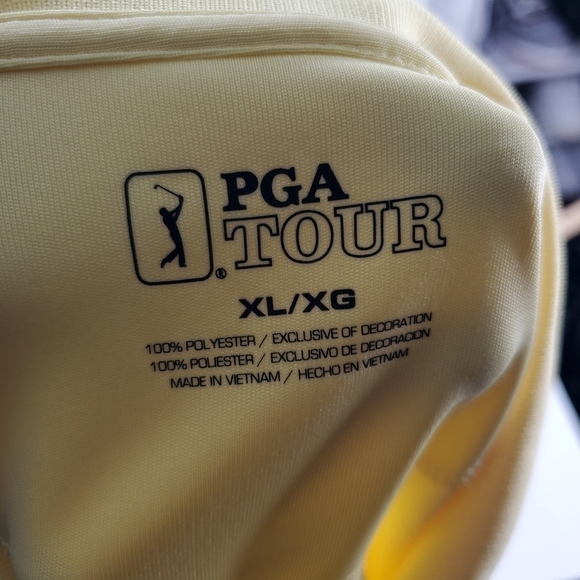 PGA Tour Men's XL Yellow Golf Polo Textured Soft Sport Short Sleeve Shirt - Picture 3 of 11